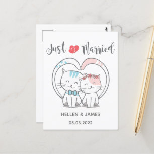 Carte Postale Juste marié Mariage de chat Faire-part