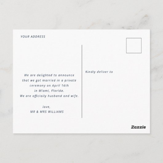 Carte Postale Juste marié mariage faire-part (Dos)