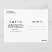 Carte Postale Juste marié Mariage photo Merci (Dos)