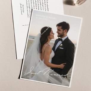 Carte Postale Juste marié Romantique Mariage photo Faire-part