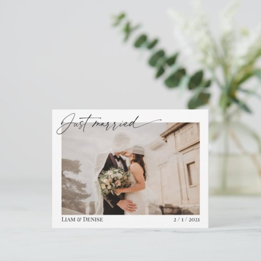 Carte Postale Juste Marié Script Mariage Elopement (Debout devant)