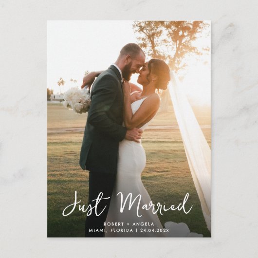 Carte Postale juste marié simple mariage faire-part (Devant)