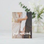 Carte Postale Juste marié Typographie moderne photo mariage (Debout devant)