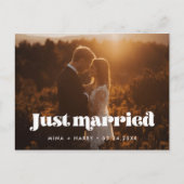 Carte Postale Juste marié Vintage script photo (Devant)