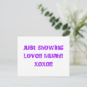 Carte Postale Juste Montrer de l'Amour!! Muah!! XOXO!! (Debout devant)