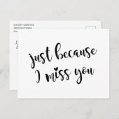 Carte Postale Juste parce que tu me manques (Devant / Derrière)