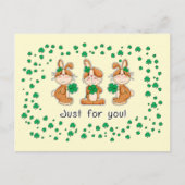 Carte Postale Juste pour vous. Jolis Lapins St. Patrick (Devant)