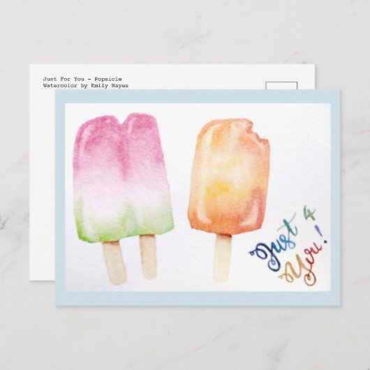 Carte Postale Juste pour vous - Popsicle (Devant / Derrière)
