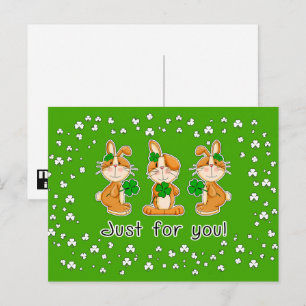 Carte Postale Juste pour vous. Sweet Bunnies St. Patrick's Day