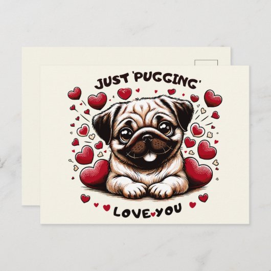 Carte Postale Juste 'Pugging' Vous aimez (Devant / Derrière)