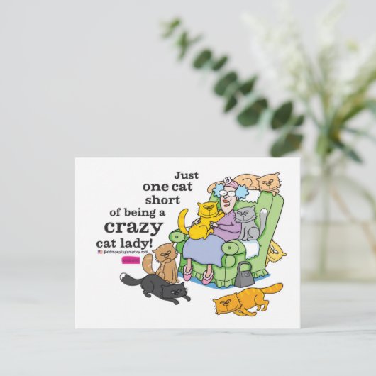 Carte Postale Juste Un Chat À Moins D'Être Une Dame Crazy Chat (Debout devant)