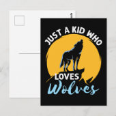 Carte Postale Juste un enfant qui aime les loups Wolf Lover (Devant / Derrière)
