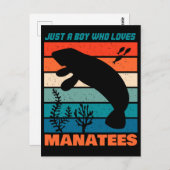 Carte Postale Juste Un Garçon Qui Aime Les Manates - Retro Anima (Devant / Derrière)
