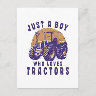 Carte Postale Juste un garçon qui aime les tracteurs de ferme ca