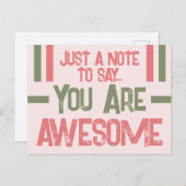 Carte Postale Juste un mot tu es formidable rose vert (Devant / Derrière)