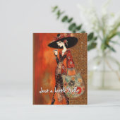 Carte Postale Juste un petit bonjour café et sac à main (Debout devant)