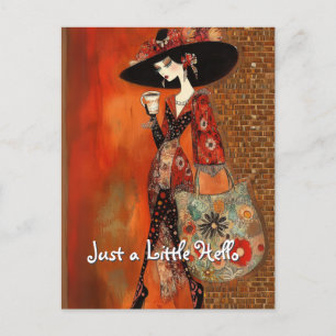 Carte Postale Juste un petit café Hello et un sac