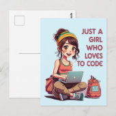 Carte Postale Juste une fille qui aime coder (Devant / Derrière)