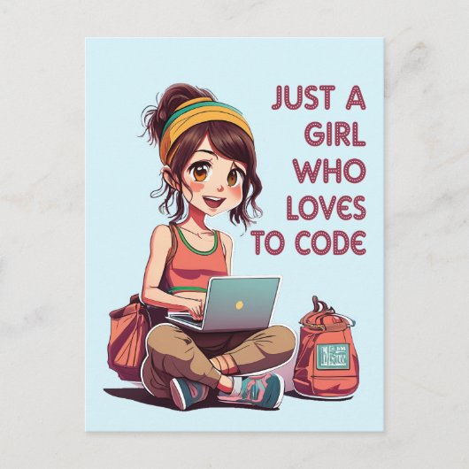 Carte Postale Juste une fille qui aime coder (Devant)