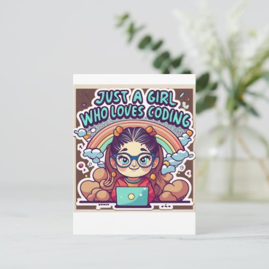 Carte Postale Juste Une Fille Qui Aime Coder Geek Coding Femmes (Debout devant)