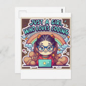 Carte Postale Juste Une Fille Qui Aime Coder Geek Coding Femmes (Devant / Derrière)