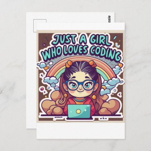 Carte Postale Juste Une Fille Qui Aime Coder Geek Coding Femmes (Devant / Derrière)