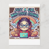 Carte Postale Juste Une Fille Qui Aime Coder Geek Coding Femmes (Devant)