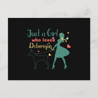 Carte Postale Juste une fille qui aime Doberman