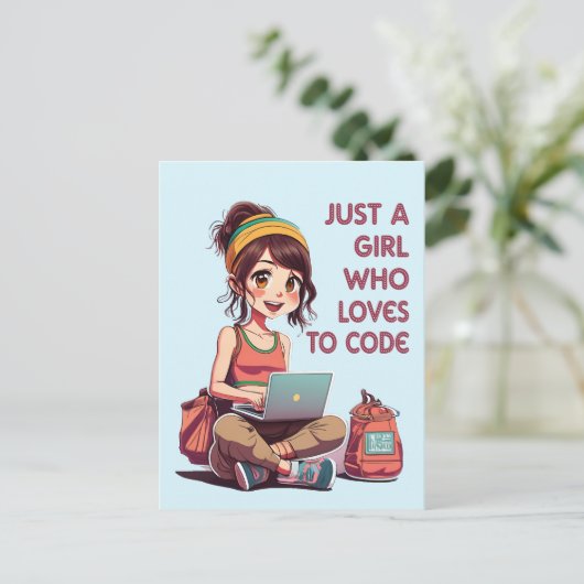 Carte Postale Juste une fille qui aime le codage (Debout devant)