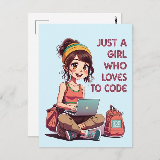 Carte Postale Juste une fille qui aime le codage (Devant / Derrière)