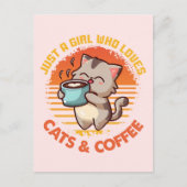 Carte Postale Juste une fille qui aime les chats et le café (Devant)