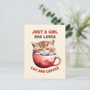 Carte Postale Juste une fille qui aime les chats et le café (2)