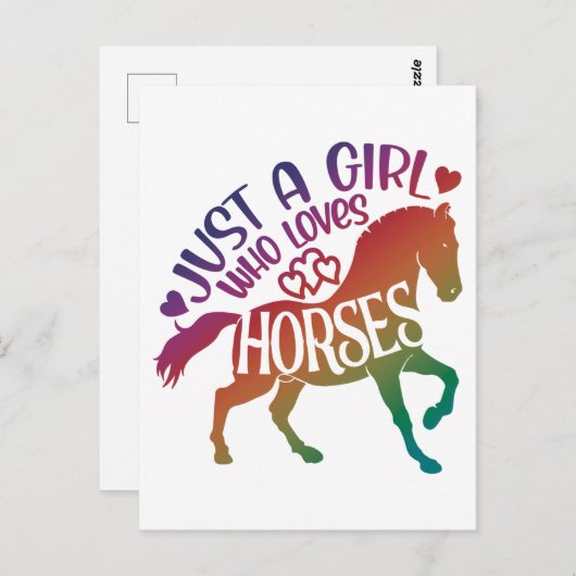 Carte Postale Juste Une Fille Qui Aime Les Chevaux, L'Équitation (Devant / Derrière)