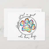 Carte Postale Juste une fille qui aime les Chiens (Devant / Derrière)