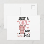 Carte Postale Juste Une Fille Qui Aime Les Cochons Cute Cochon P (Devant / Derrière)