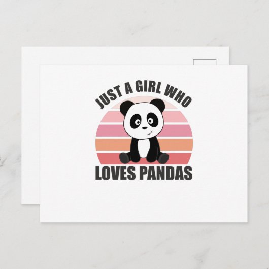 Carte Postale Juste Une Fille Qui Aime Les Pandas Les Animaux Do (Devant / Derrière)