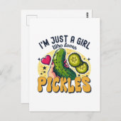 Carte Postale Juste Une Fille Qui Aime Les Pickles - Végétan Drô (Devant / Derrière)