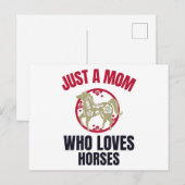 CARTE POSTALE JUSTE UNE MÈRE QUI AIME LES CHEVAUX (Devant / Derrière)