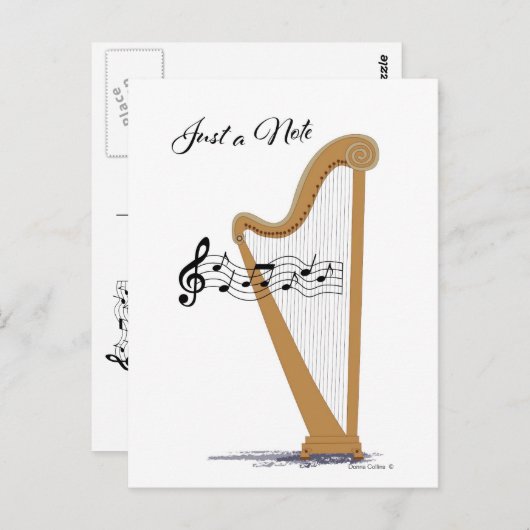 Carte Postale Juste une note avec Harp Poastcard. (Devant / Derrière)