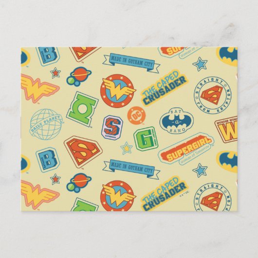 Carte Postale Justice League Super Hero Badge Pattern (Devant)