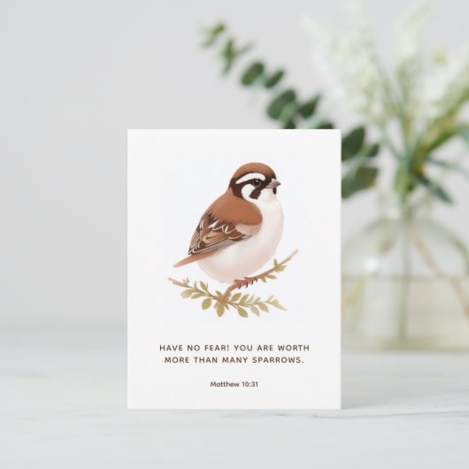 Carte postale JW avec Écriture, Matthieu 10:3 (Debout devant)