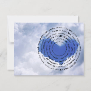Carte Postale JW Happy Anniversary Card Heart dans les nuages