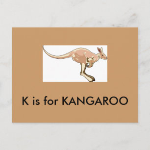 Carte Postale "K" est pour Kangaroo Alphabet Flash Card