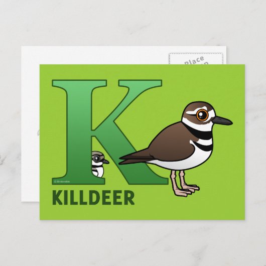 Carte Postale K est pour Killdeer (Devant / Derrière)