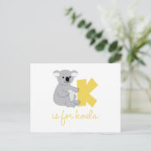 Carte Postale K est pour Koala (Debout devant)