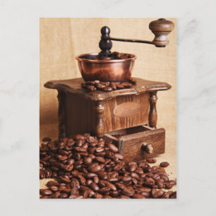 Carte Postale Kaffeebohnen Kaffeemühle
