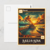 Carte Postale Kailua-Kona, Hawaii | VINTAGE (Devant / Derrière)