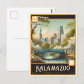 Carte Postale Kalamazoo, Michigan | VINTAGE (Devant / Derrière)