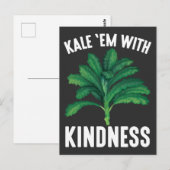 Carte Postale Kale Em Avec Kindness Green Légumes Vegan Pun (Devant / Derrière)