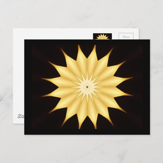 Carte Postale Kaleidoscope Design Bright Yellow Star (Devant / Derrière)